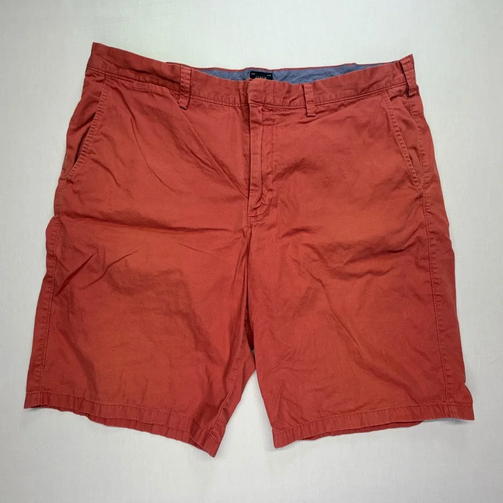 J Crew Club‎ Men's Orange Chino Shorts Size 38W 10.5L Flat Front Casual Summer